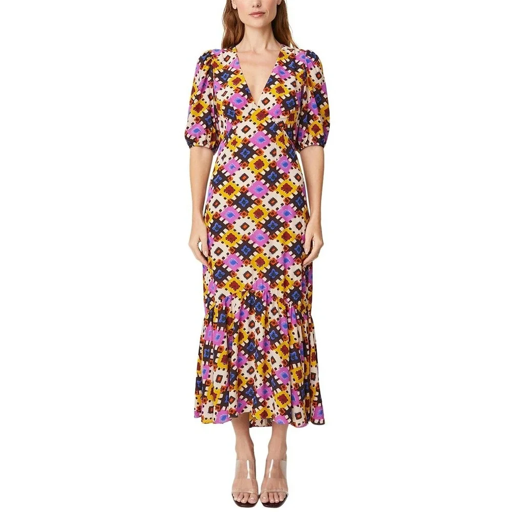 Rhode Ester V-Neck Midi Maxi Dress‎ in Aquarelle Size 2